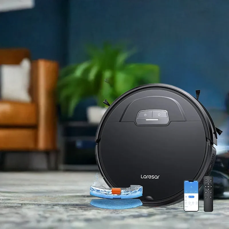 Laresar Robot Vacuum Cleaner Mop 6000Pa Wireless Smart APP Control Planned for Home Floor Washing Carpet Pet Hair Cleaning