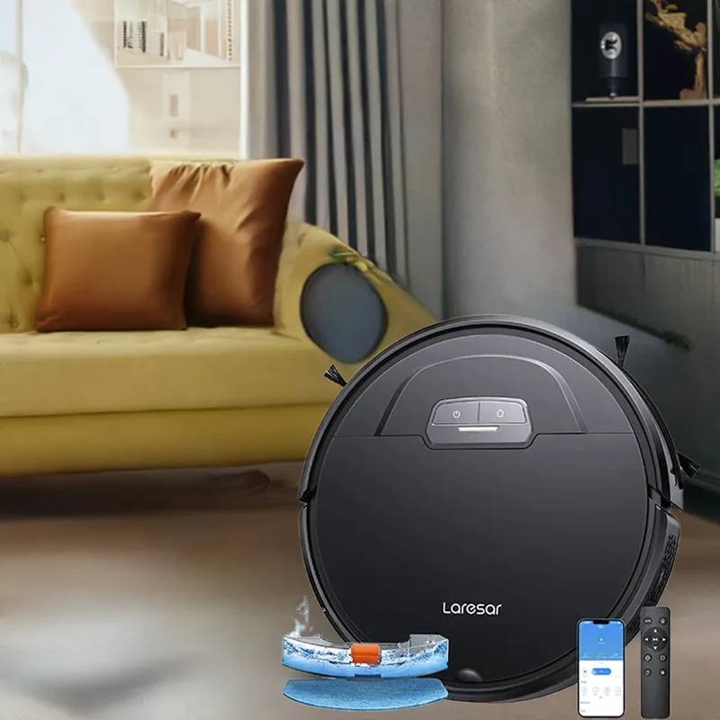 Laresar Robot Vacuum Cleaner Mop 6000Pa Wireless Smart APP Control Planned for Home Floor Washing Carpet Pet Hair Cleaning
