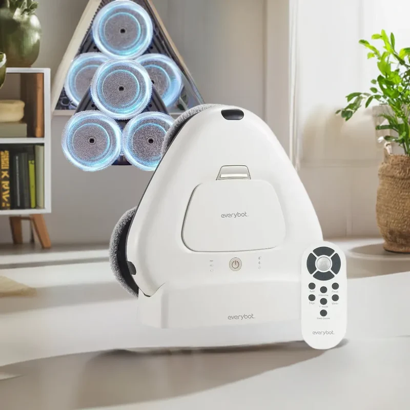 Three-Spin Robot Mop, Ultra Quiet Smart Mopping Robot Cleaner, for Hard Floor & Tile Cleaning with Remote Control, Water Tank