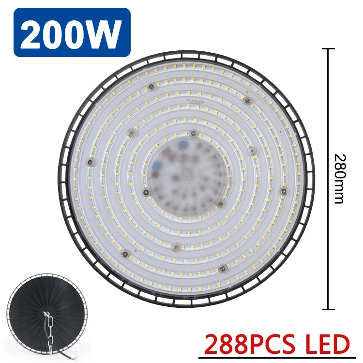 Super Bright LED Industrial Lighting Garage lights 100W 150W 200W High Bay Light IP65 Waterproof For gym Warehouse Factory