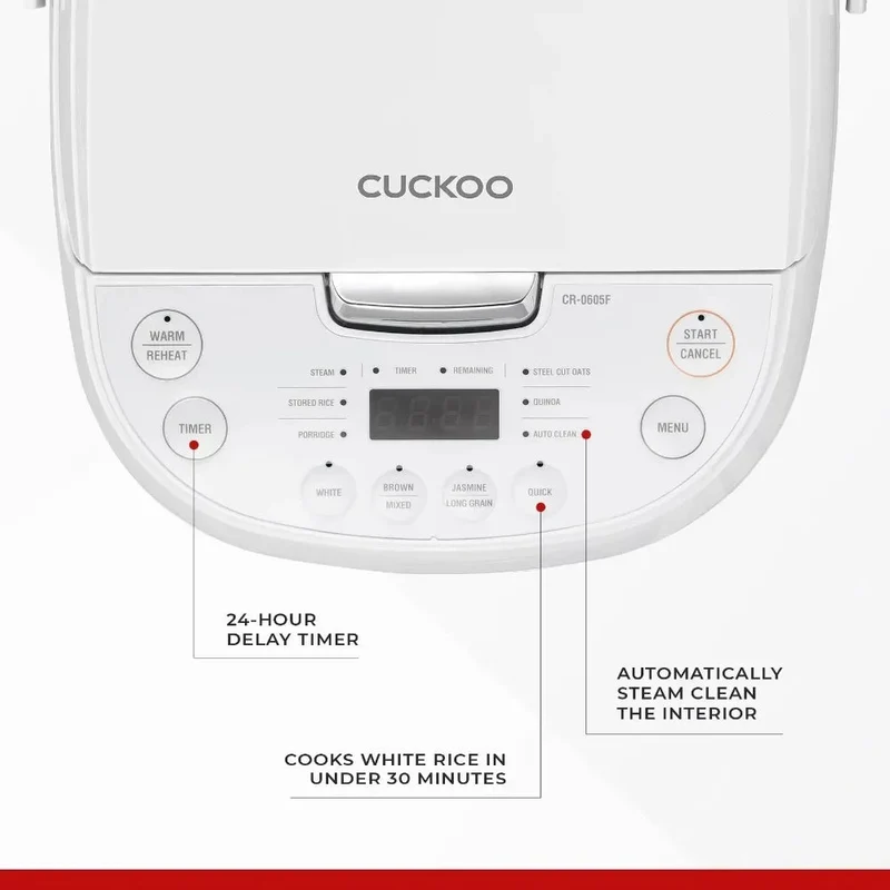 Cuckoo 6 cup (uncooked)/12 cup (cooked) Rice Cooker, 10 Menu Options: Oatmeal, Brown Rice & More, Touch-Screen