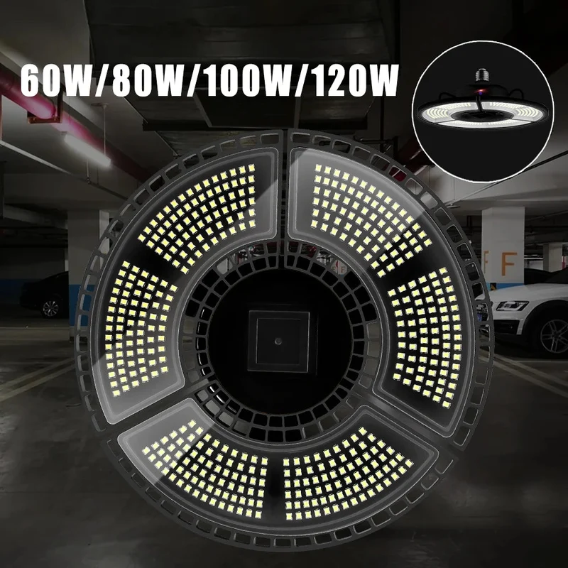 LED Deformable Garage Light 60W-120W - E26/E27 Waterproof High Bay Ceiling Lamp