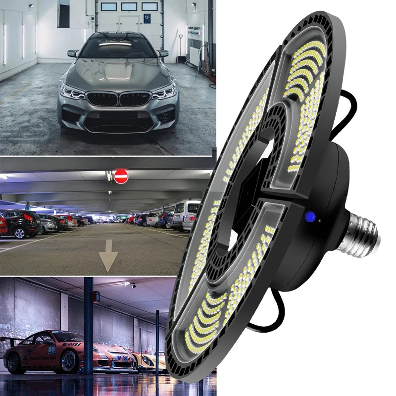 LED Deformable Garage Light 60W-120W - E26/E27 Waterproof High Bay Ceiling Lamp