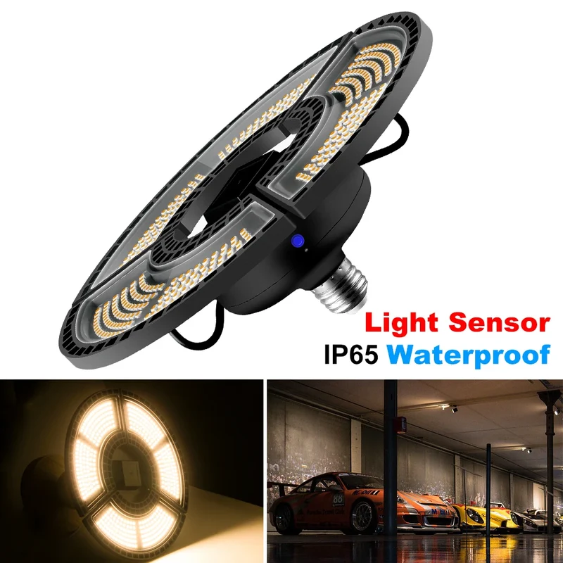 LED Deformable Garage Light 60W-120W - E26/E27 Waterproof High Bay Ceiling Lamp