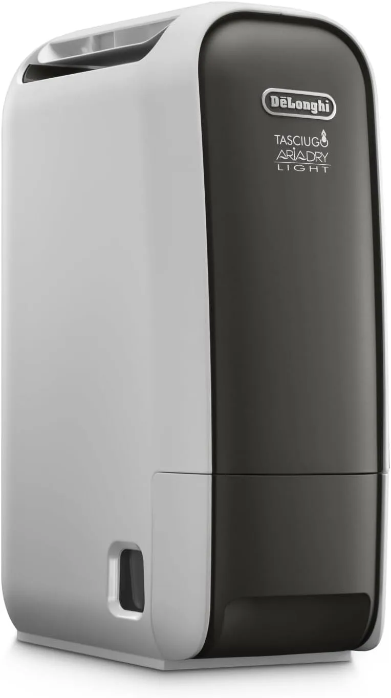 De'Longhi Luftentfeuchter DNS65, Fassungsvermögen 6L, Wäschetrockner, Tragbarer, Ionisator, Anti-Schimmel, Farbe Grau, 6L/Tag, Tasciugo AriaDry Light