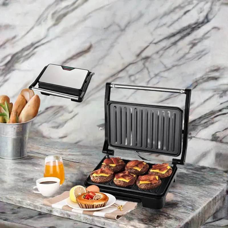 750W Home Small Roast Steak Machine Hamburger Electric Waffle Sandwich Maker Non Stick Surface Grill Toaster Breakfast Machine