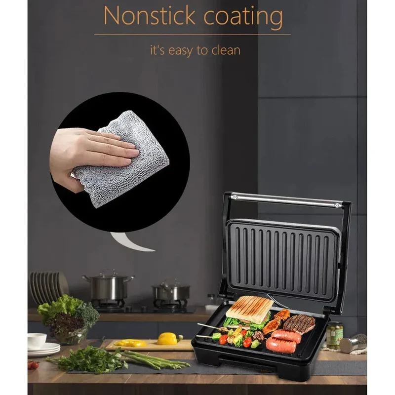 750W Home Small Roast Steak Machine Hamburger Electric Waffle Sandwich Maker Non Stick Surface Grill Toaster Breakfast Machine