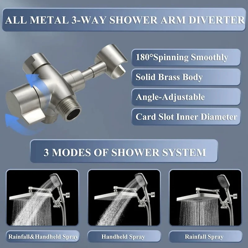 shower head，14 Inch Shower Head With Handheld, High-Pressure Rain/Rainfall Shower Heads With 3+1 Settings Handheld Spray,