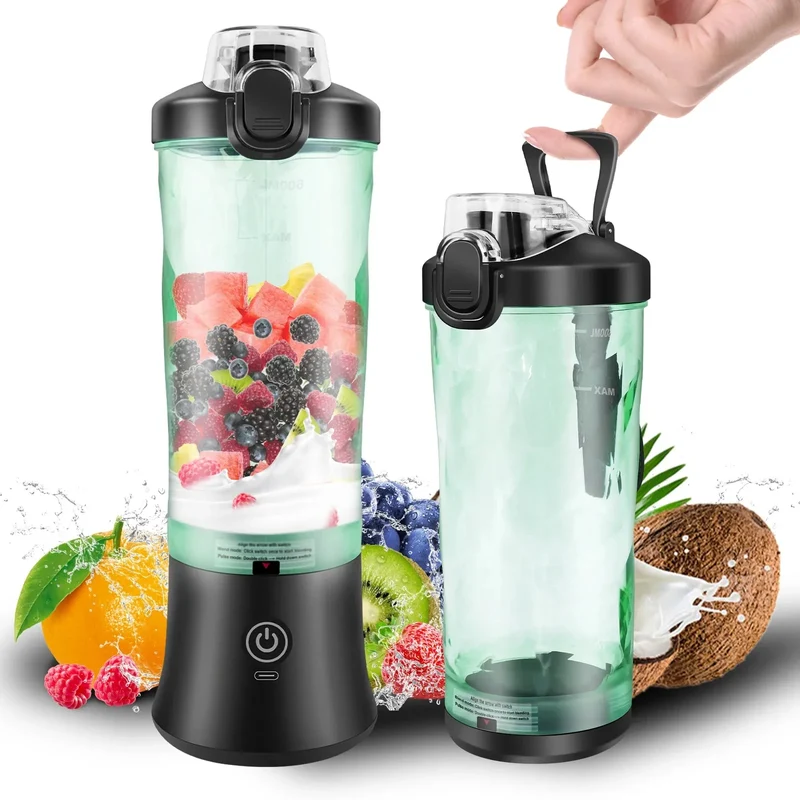 600ml USB Rechargeable Portable Mini Blender for Smoothies & Ice
