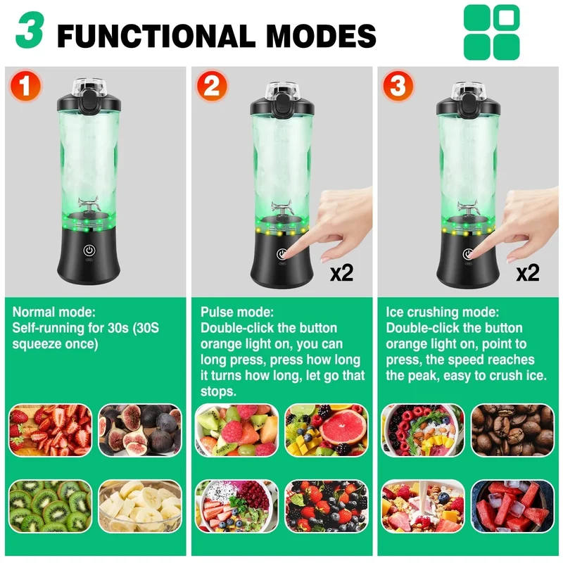 600ml USB Rechargeable Portable Mini Blender for Smoothies & Ice