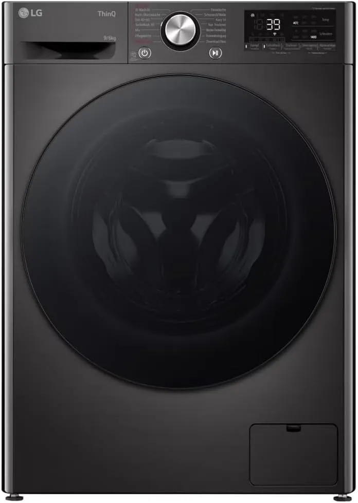 LG Waschtrockner W4WR7096YB, Frontbeladung 9-6 kg, Maße 62 x 60 x 85 cm, TurboWash 360, Große Kapazität, Energieklasse D, Wi-Fi, AI Direct Drive, Weiß