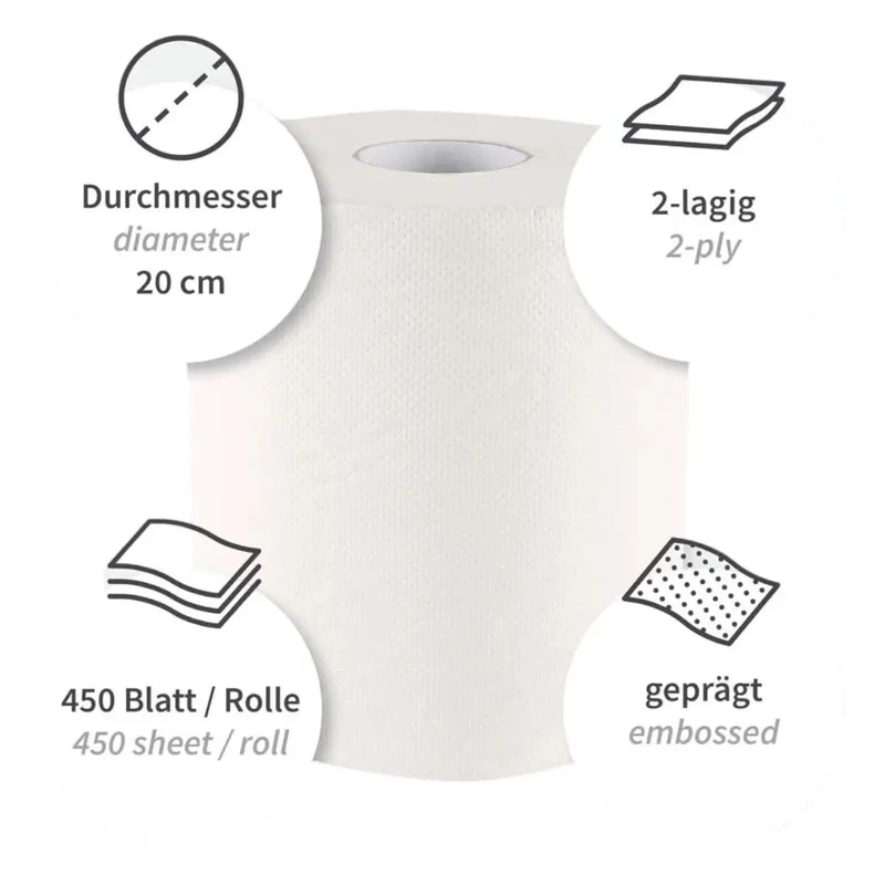 Hygoclean Papierhandtuchrollen Innenabwicklung 2-lagig perforiert Weiß 6 Rollen