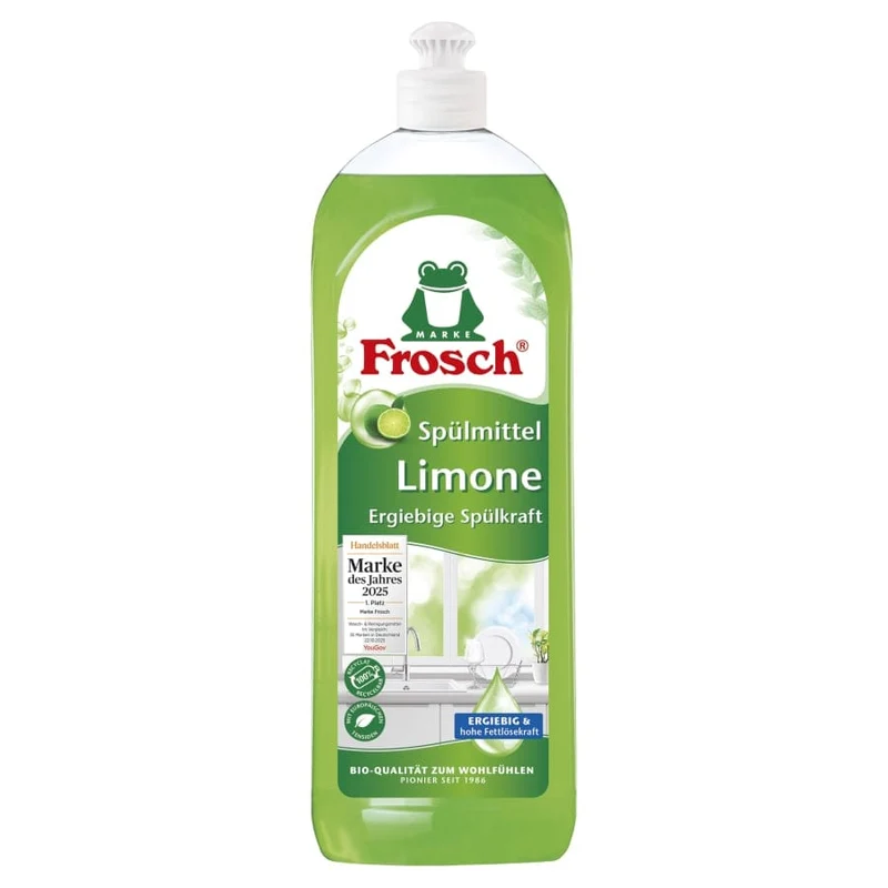 Frosch Limone Spülmittel, hohe Fettlösekraft