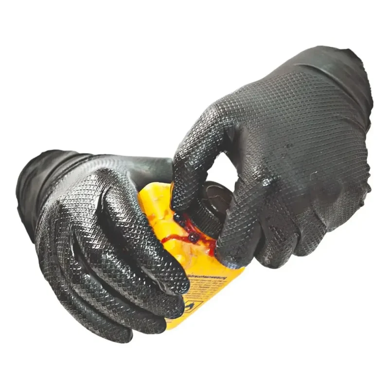 Hygostar Power Grip Long Nitril-Handschuhe Schwarz 50 Stück