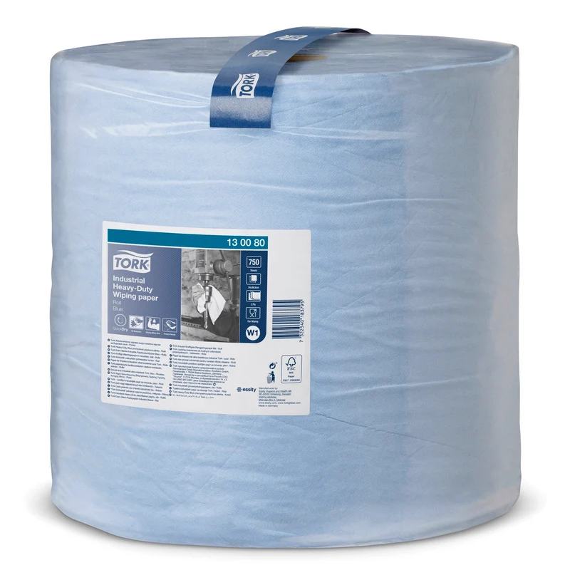 Tork Extra Starke Industrie Papierwischtücher W1, 3-lagiges Tissue plus, blau (255 m)