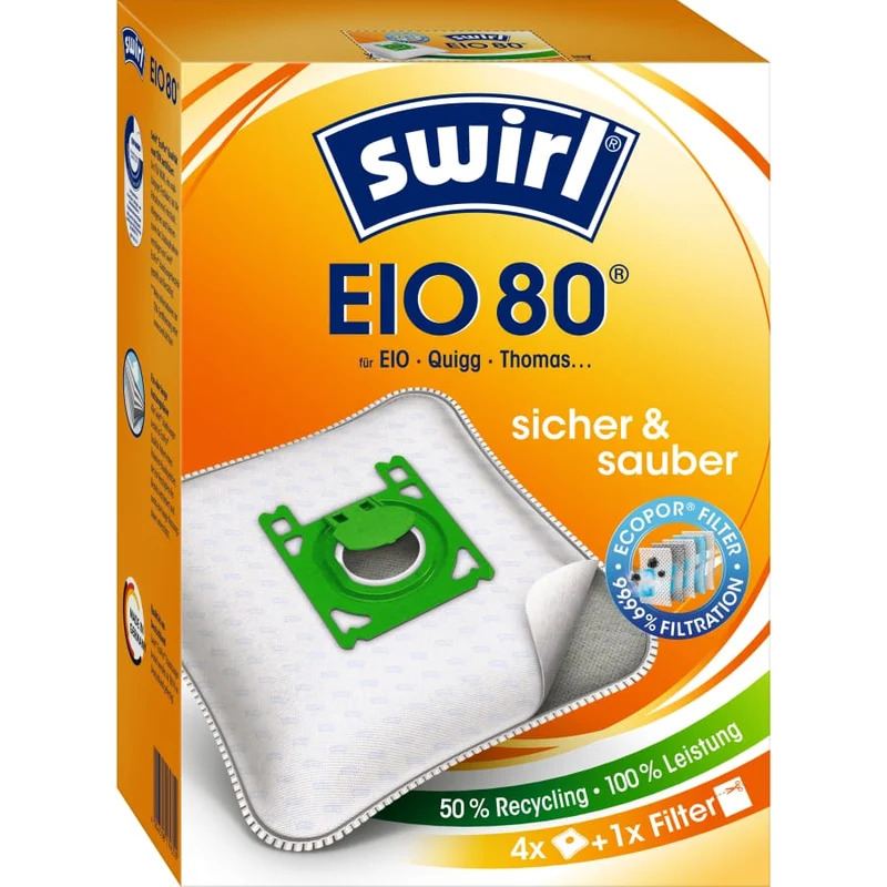 SWIRL EIO80 MicroPor Plus Green Staubsaugerbeutel Vorteilspack für EIO