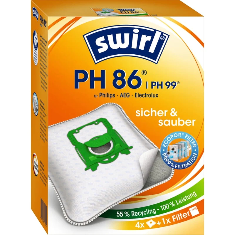 SWIRL PH 86/99 EcoPor Staubsaugerbeutel Vorteilspack für Philips