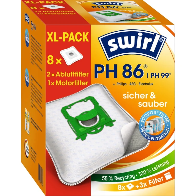 SWIRL PH 86/99 EcoPor Staubsaugerbeutel Vorteilspack für Philips