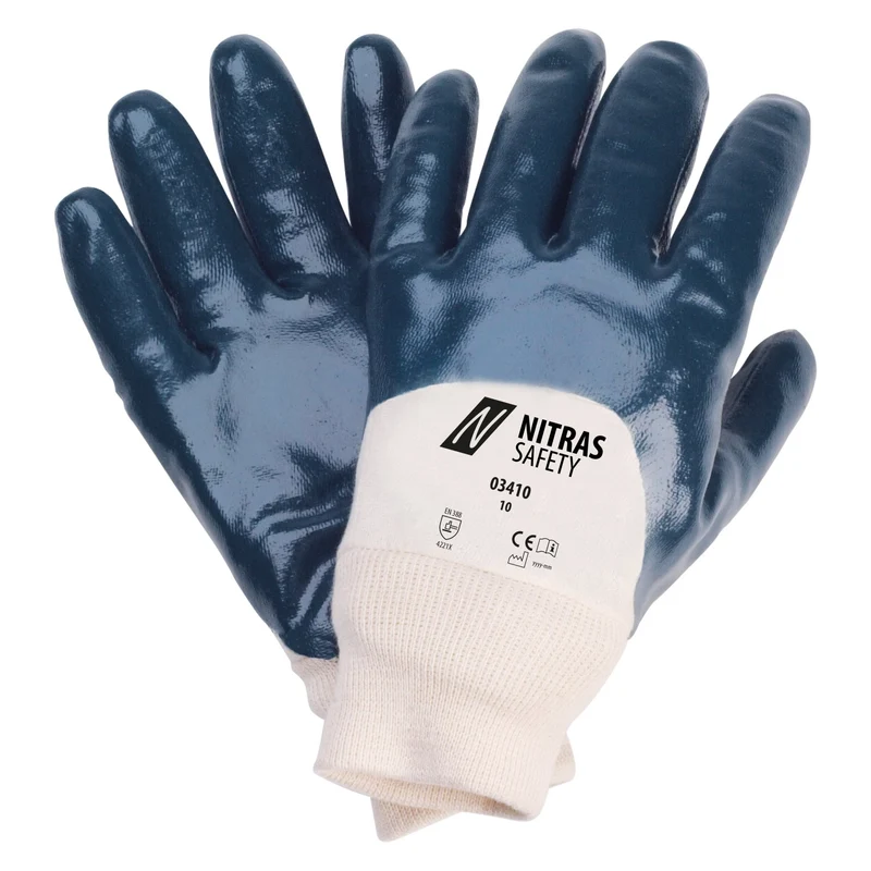 NITRAS Nitrilhandschuhe, naturfarben / blau