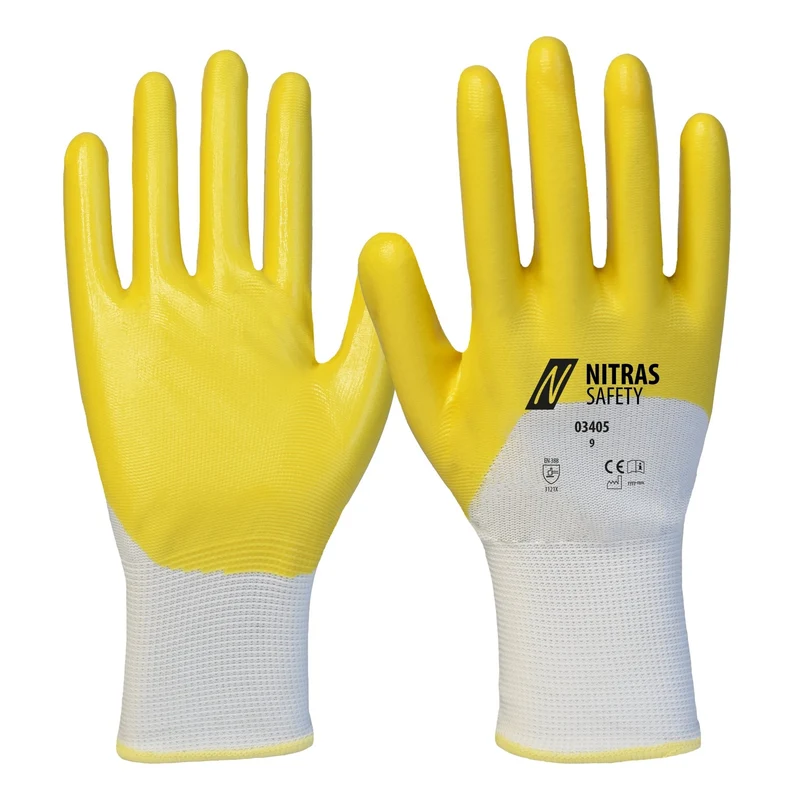 NITRAS Nitrilhandschuhe, weiß / gelb