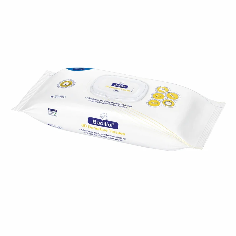 Hartmann Bacillol 30 Sensitive Tissues Desinfektionstücher, XXL | Packung (40 Stück)