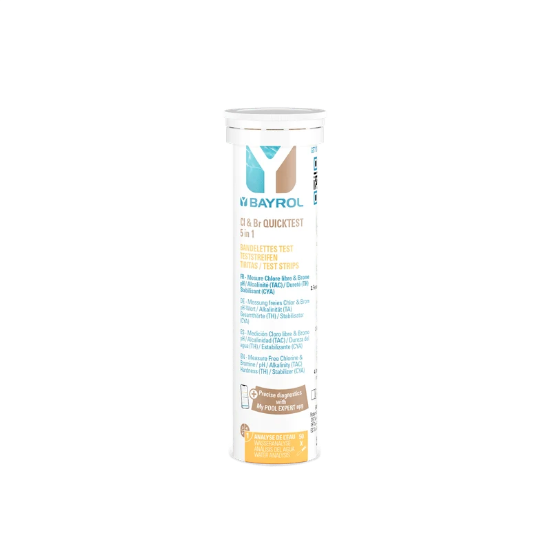 BAYROL BY Cl&Br Quicktest Teststreifen 5 in 1 | Dose (50 Streifen)
