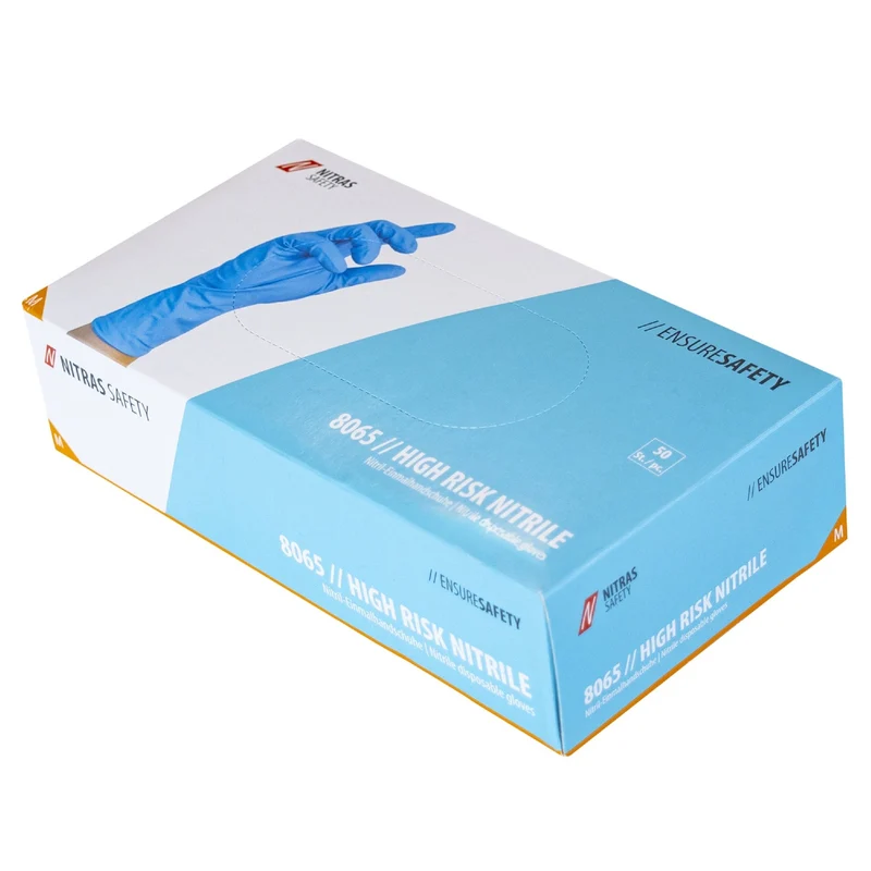 NITRAS HIGH RISK NITRILE, Nitril-Einmalhandschuhe, blau