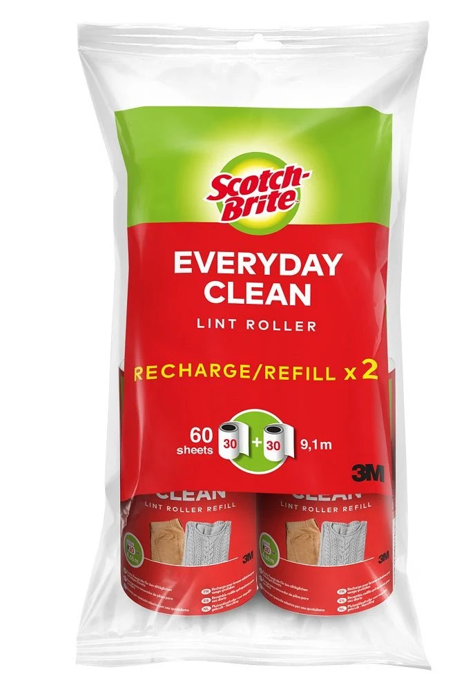 Scotch-Brite™ Everyday Clean Ersatz-Fusselrolle, 30 Blatt, 2/Packung | Packung (2 Stück)