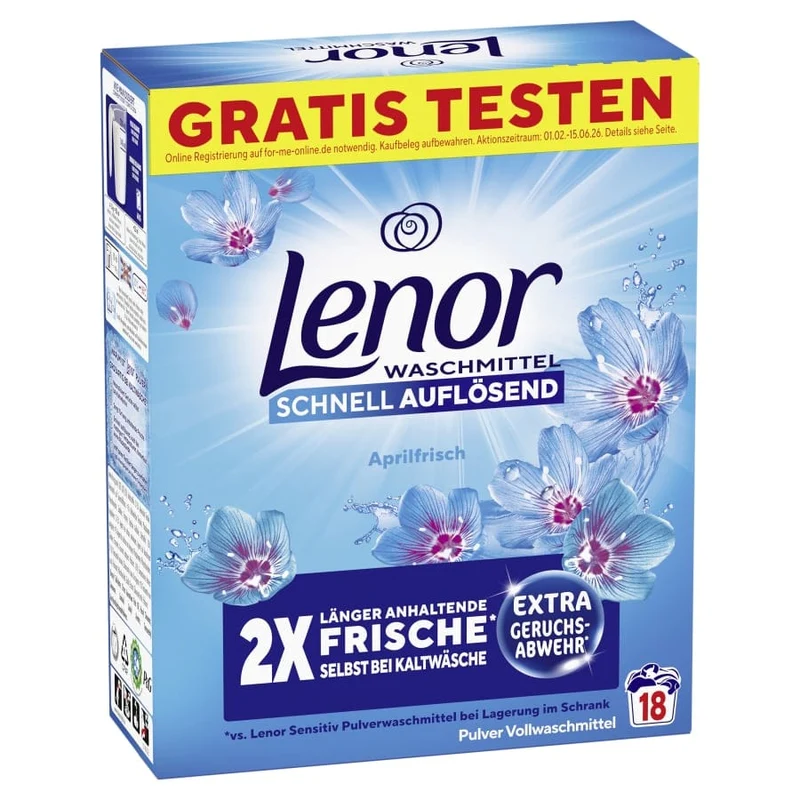 Lenor Vollwaschmittel Pulver Aprilfrisch, 0,9 kg (18 WL)
