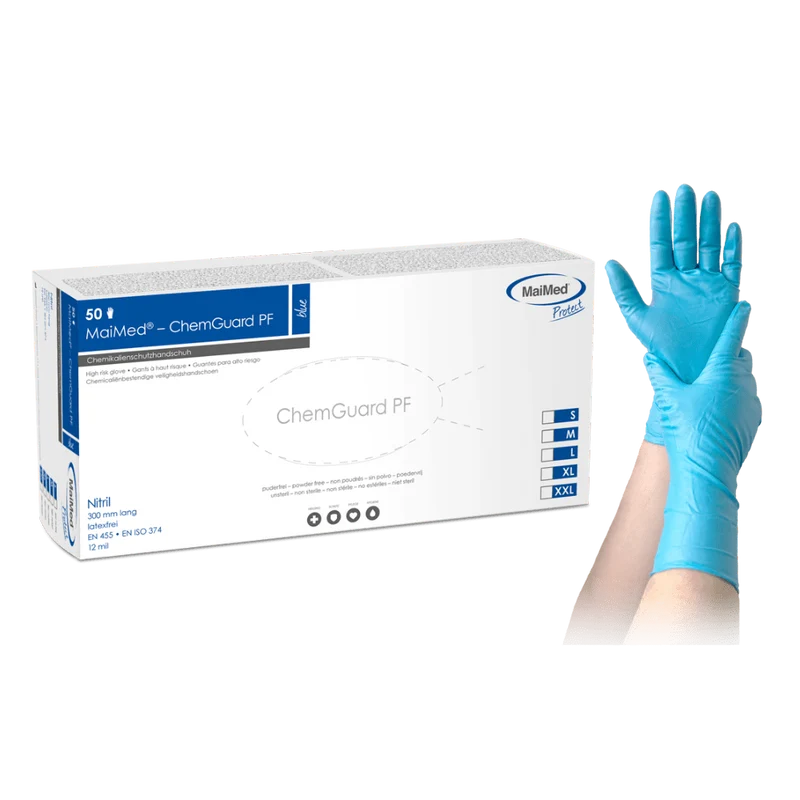 MaiMed-ChemGuard, unsteril, puderfrei Nitril-Vollschutz-Handschuh, 50St/Box