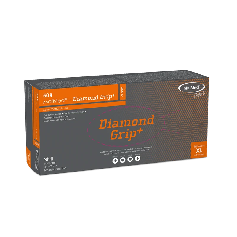 MaiMed-Diamond Grip+ orange, unsteril, pf Latexfreier Nitril-Handschuh