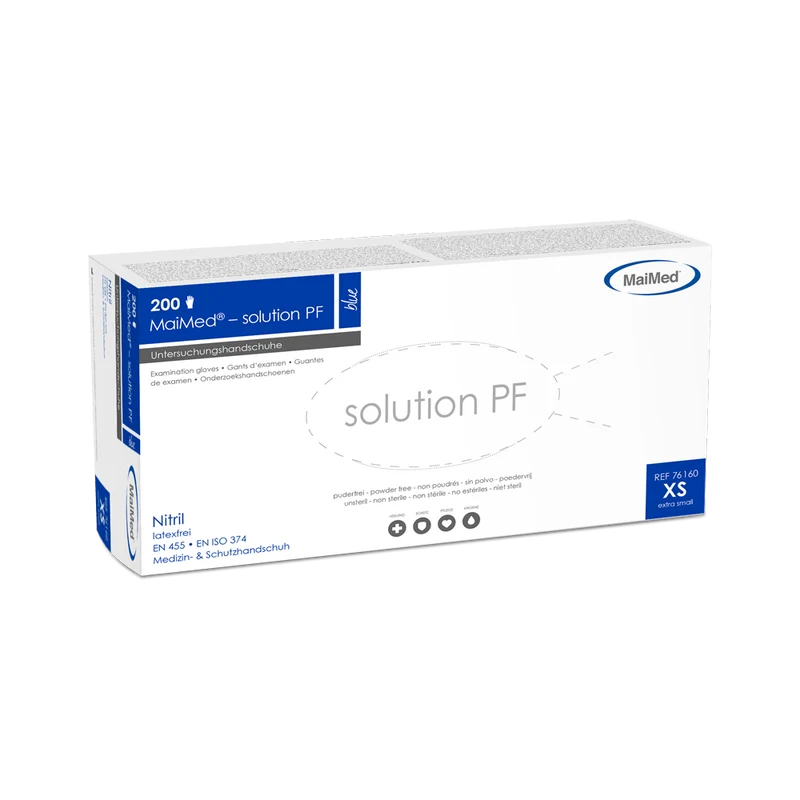 MaiMed-solution PF, blue, Latexfreier Nitril-Handschuh, blau, 200St./Box
