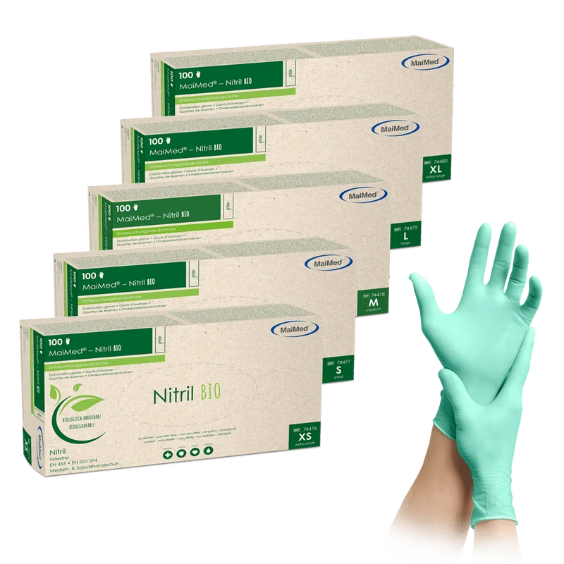 MaiMed-Nitril BIO, unsteril, puderfrei Latexfreier Nitril-Handschuh, grün, 100St./Box