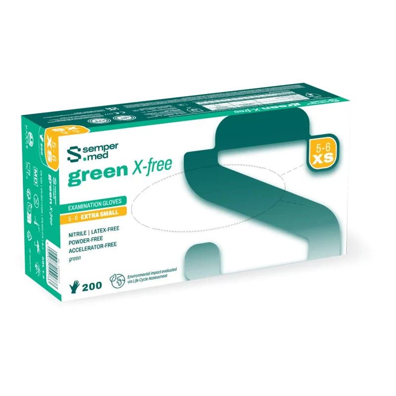 Sempermed® green X-free Nitrilhandschuhe, puderfrei, grün