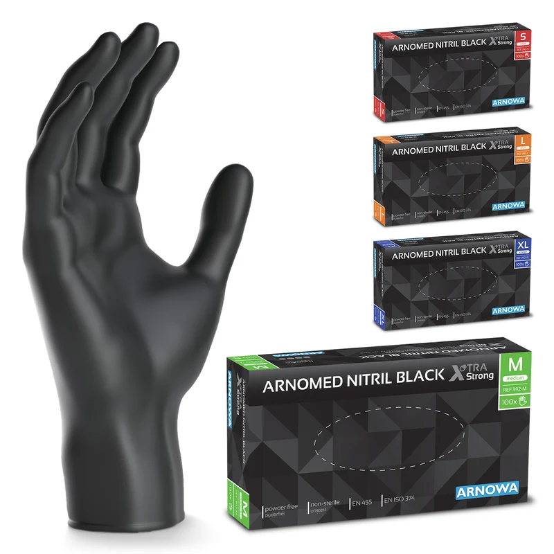 ARNOMED NITRIL MIDNIGHT BLACK Reißfeste Einmalhandschuhe aus Nitril in Schwarz