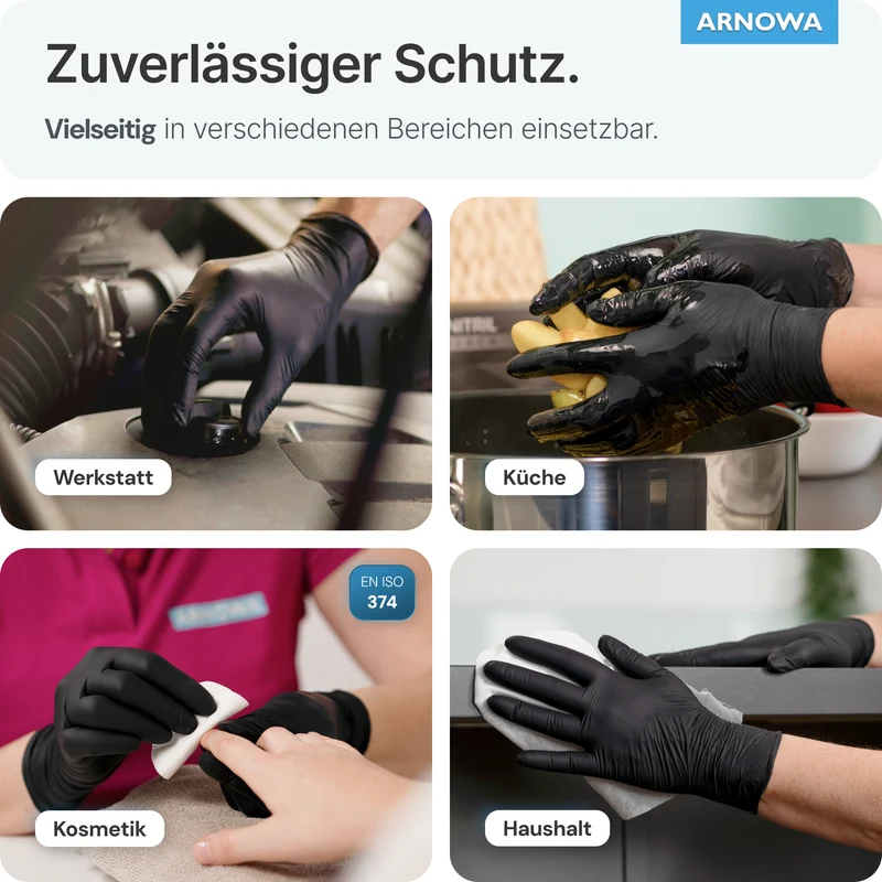 ARNOMED NITRIL MIDNIGHT BLACK Reißfeste Einmalhandschuhe aus Nitril in Schwarz