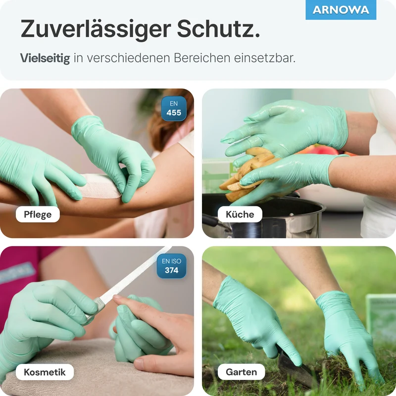 ARNOMED NITRIL PEPPERMINT GREEN Bunte Einmalhandschuhe aus Nitril Mintgrün
