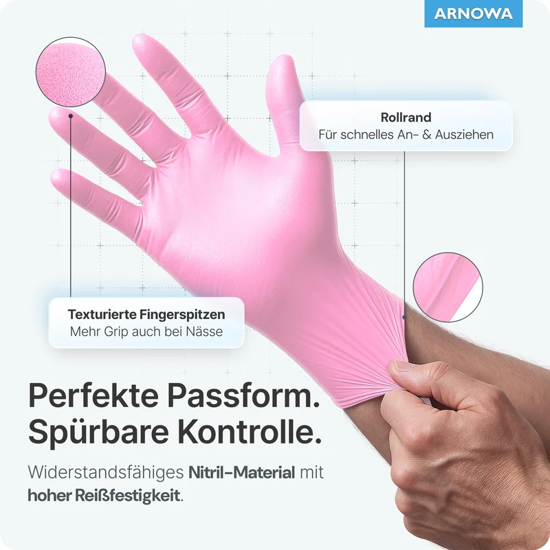 ARNOMED NITRIL BLOSSOM ROSE Einmalhandschuhe aus Nitril Rosa