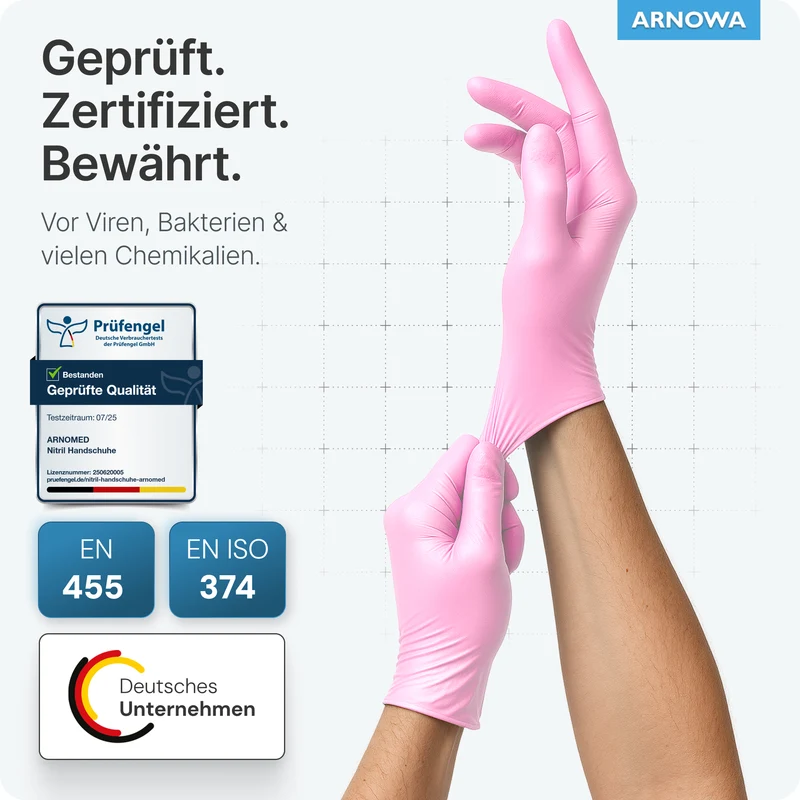 ARNOMED NITRIL BLOSSOM ROSE Einmalhandschuhe aus Nitril Rosa