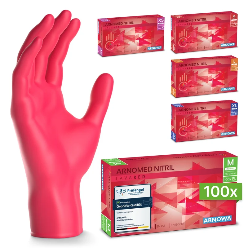 ARNOMED NITRIL LAVA RED Einmalhandschuhe aus Nitril Rot