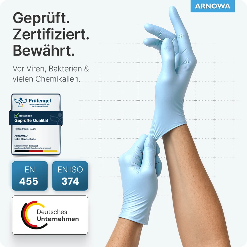 ARNOMED NITRIL ICE BLUE Einmalhandschuhe aus Nitril Hellblau