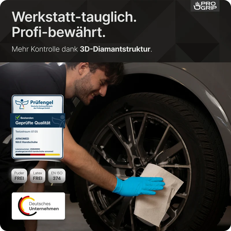 PROGRIP NITRIL DIAMOND BLUE Reißfeste Einmalhandschuhe aus Nitril mit Diamantstruktur in Blau