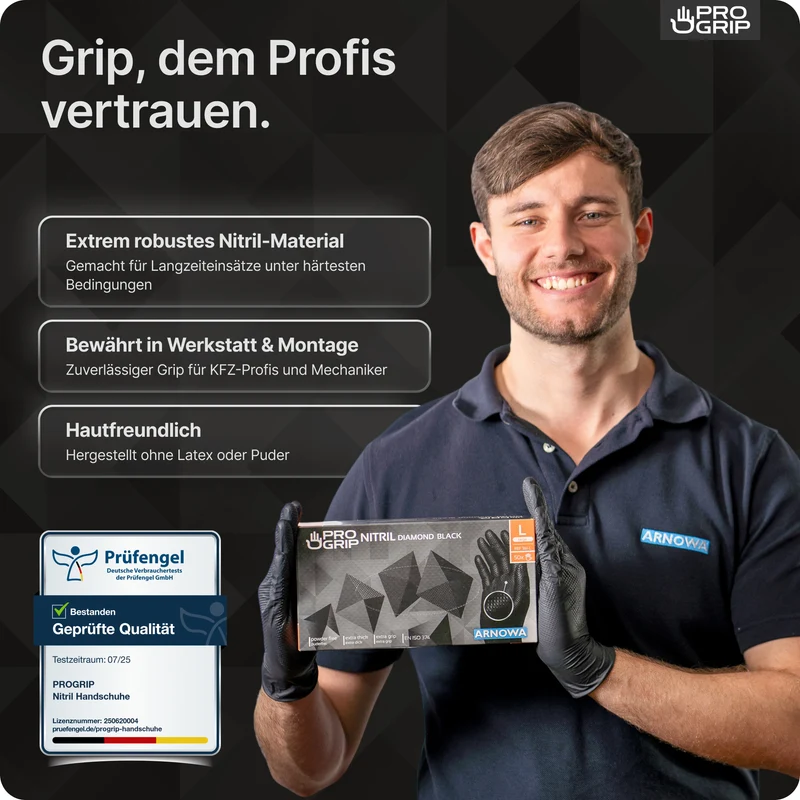 PROGRIP NITRIL DIAMOND BLUE Reißfeste Einmalhandschuhe aus Nitril mit Diamantstruktur in Blau