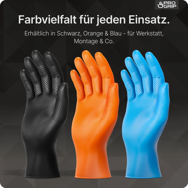 PROGRIP NITRIL DIAMOND BLACK Reißfeste Einmalhandschuhe aus Nitril mit Diamantstruktur in Schwarz