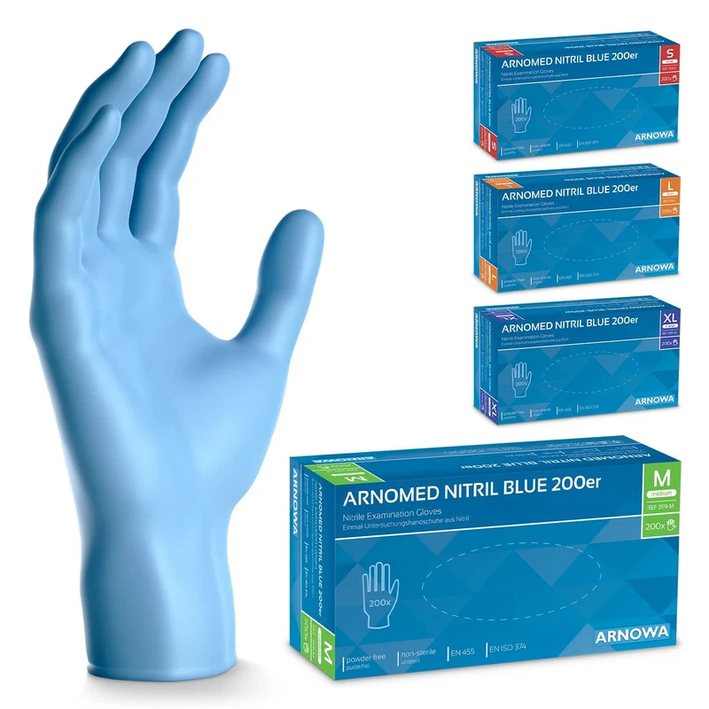 ARNOMED NITRIL BLUE 200er Nitrilhandschuhe Blau im 200er Sparpack