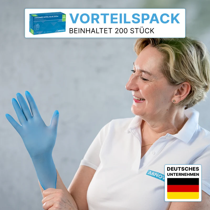 ARNOMED NITRIL BLUE 200er Nitrilhandschuhe Blau im 200er Sparpack
