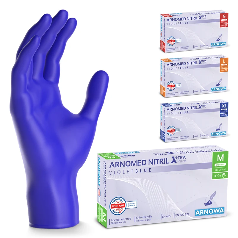 ARNOMED NITRIL XTRA PURE Hautverträgliche & Akzeleratorfreie Einmalhandschuhe aus Nitril