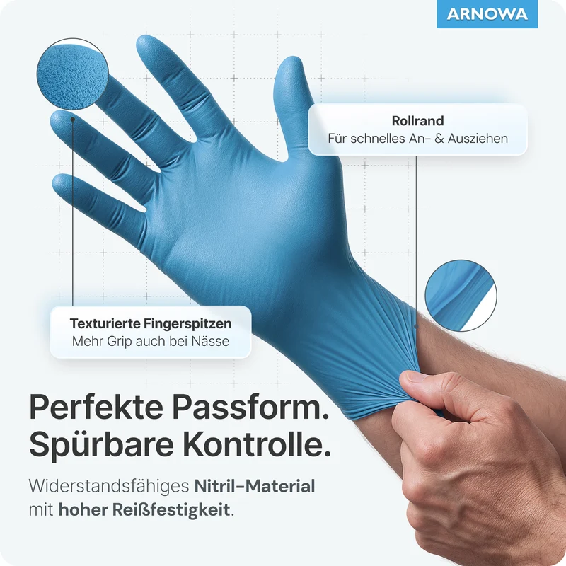 ARNOMED NITRIL BLUE Reißfeste Einmalhandschuhe aus Nitril in Blau