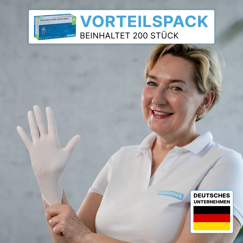 ARNOMED NITRIL WHITE 200er Nitrilhandschuhe Weiß im 200er Sparpack