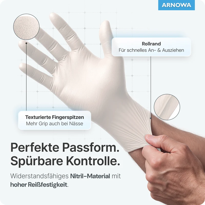 ARNOMED NITRIL WHITE Reißfeste Einmalhandschuhe aus Nitril in Weiß